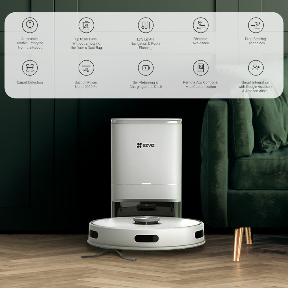 EZVIZ RE4 Plus Robot Vacuum and Mop with Base