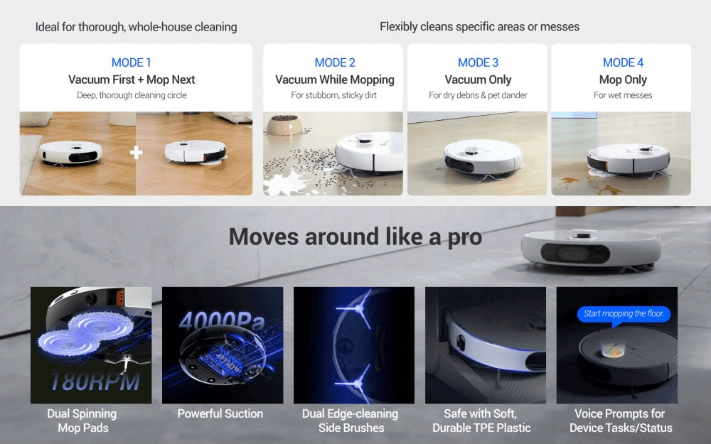 EZVIZ RS2 4000Pa Robot Vacuum and Mop Combo